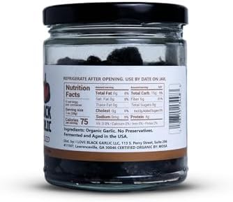 Organic Peeled Black Garlic Cloves in a Glass Jar Ready to Eat Sweet Savory Umami Ingredient for Cooking and Snacking Made in USA by I Love Black Garlic 5 oz