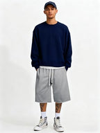 JMIERR 2026 Men's Baggy Sweat Shorts Lightweight Under Knee Casual Raw Hem Drawstring Y2K Shorts Loose Fit Gym Shorts
