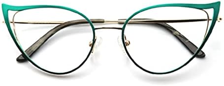 Cat Eye Reading Glasses For Women Metal Frame Blue Light Blocking Computer Readers