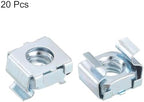 uxcell 1/4-20 Cage Nut, 20Pcs Snap-in Cage Nuts, Carbon Steel Zinc Plated Metric Nut for Server Rack Cabinet, Silver