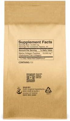 Pure Original Ingredients Marine Collagen Powder (1 lb) Natural & Unflavored, Protein Peptides, Resealable Bag