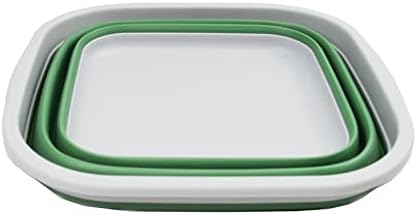 SAMMART 5.5L (1.4 Gallons) Collapsible Tub - Foldable Dish Tub - Portable Washing Basin - Space Saving Plastic Washtub (Grey/Dark Sea Green, 1)