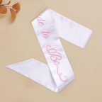 Embroidered Bride to Be Sash Double-Layer Satin Sash Bridal Shower Hen Night Bachelorette Party Accessories(White)