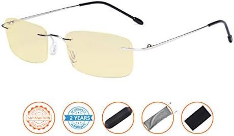 CessBlu Blue Light Blocking Glasses for Men Women Reading Computer Anti Glare UV Protection Eyeglasses Rimless Bendable