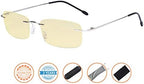 CessBlu Blue Light Blocking Glasses for Men Women Reading Computer Anti Glare UV Protection Eyeglasses Rimless Bendable