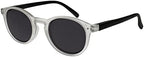 OPULIZE ZEN Reading Sunglasses for Women Men,Tinted Lens with UV400 Protection,Scratch Resistant Round frame with Spring Hinges, Matt Clear Crystal Front With Matt Black Arms +1.5 (Pack of 1)