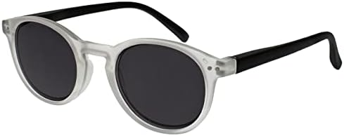 OPULIZE ZEN Reading Sunglasses for Women Men,Tinted Lens with UV400 Protection,Scratch Resistant Round frame with Spring Hinges, Matt Clear Crystal Front With Matt Black Arms +3.5 (Pack of 1)