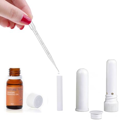 12 Sets Essential Oil Aromatherapy Tubes Inhaler Sticks Blank Nasal Inhalers(12 Complete Sticks) + 2 Polyethylene Pipette Droppers+1Plastic Tweezers