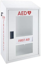 Automated External Defibrillator AED Cabinet with Alarm (9V Battery Not Included) & First Aid Kit Storage | Wall Mount Compatible, Steel | for Home, School, Business, Gym | AED Not Included