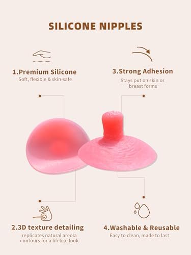 BIMEI 1 Pair Self-adhesive Extra Large And Long Silicone Nipple Cover for Breast Form Crossdresser F9