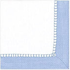 Caspari Linen Border Paper Cocktail Napkins in Light Blue - 20 Per Package