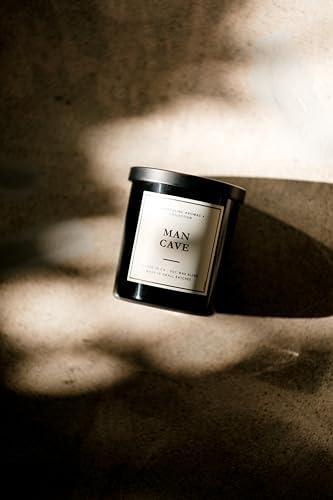 LEOBEN CO – Man Cave Scented Men's Candle – 9oz, Masculine Collection Design – 50 hr Burn Time – Poured in California Using Vegan Soy Wax and Essential Oils – Made in Small Batches