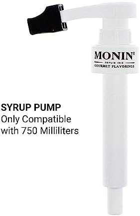 Monin - Syrup Pump, Exclusively for 750ml (25.4 fl oz) Glass Bottles | Mess-Free Dispensing + Tip Cover Included (White)
