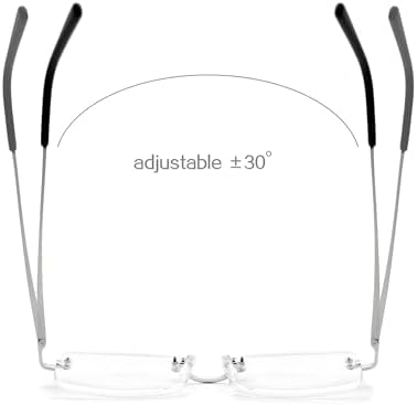 Rimless Reading Glasses - Blue Light Blocking Frameless Readers with Spring Hinge for Women Men 2 Pairs 1.25