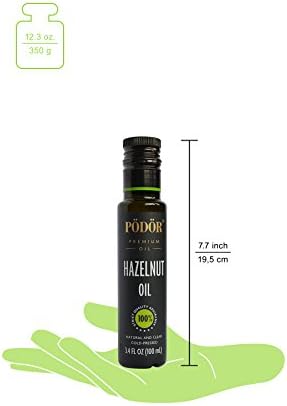 PÖDÖR Premium Hazelnut Oil from Piedmont Hazelnuts - 3.4 fl. Oz. - Cold-Pressed, 100% Natural, Unrefined and Unfiltered, Vegan, Gluten-Free, Non-GMO in Glass Bottle