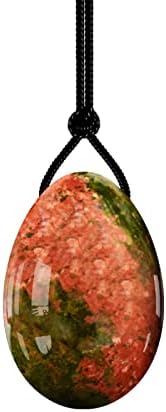 MYMEO Drilled Yoni Egg 30X20mm Natural Stone Jade Eggs Crystal Massage Ball Kegel Exercise Tools,Unakite Eggs