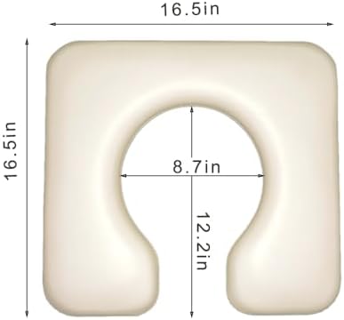 PU Bedside Commode Seat Cushion, U Shape Soft Sponge Padded for Bedside Chairs, Raised Toilet Seat, 16.5" Width, Waterproof and Easy Clean - (Beige)