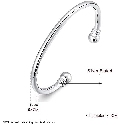 Denchy 925 Silver Bangle Bracelet, Fashion Jewelry Simple Cuff Bangles for Women Mom Wife Valentine Mothers day Gift