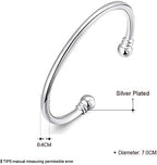 Denchy 925 Silver Bangle Bracelet, Fashion Jewelry Simple Cuff Bangles for Women Mom Wife Valentine Mothers day Gift