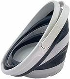 SAMMART 10L (2.6 Gallon) Collapsible Plastic Bucket - Foldable Round Tub - Portable Fishing Water Pail - Space Saving Outdoor Waterpot, Size 33cm Dia (Grey/Charcoal Black)