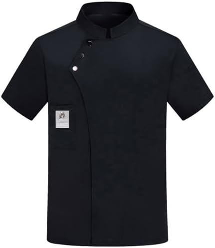 Chef Shirts for Men Lightweight Short Sleeve Unisex Chef Coat Button Stand Collar Restaurant Working Chefs Jacket