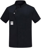 Chef Shirts for Men Lightweight Short Sleeve Unisex Chef Coat Button Stand Collar Restaurant Working Chefs Jacket