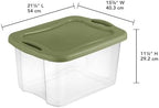 (2 pack) 40 Quart EZ Carry, Plastic Storage Bin, Full-Grip Handles, Green