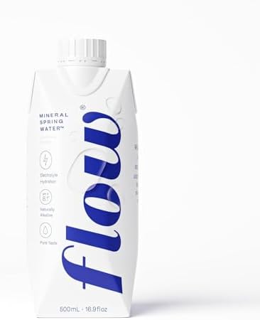 Flow Alkaline Spring Water, Organic Plain, pH 8.1, 16.9 oz (Pack of 12) – Electrolytes & Essential Minerals, Eco-Friendly Packaging