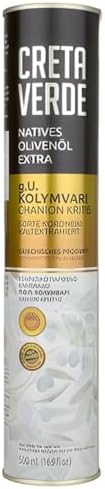 CRETA VERDE | Cold Pressed 100% Greek Extra Virgin Olive Oil | P.D.O. Kolymvari Chania Crete | Koroneiki Variety | First Cold Extracted EVOO | 500ml (16.9 fl.oz) Metal Tin
