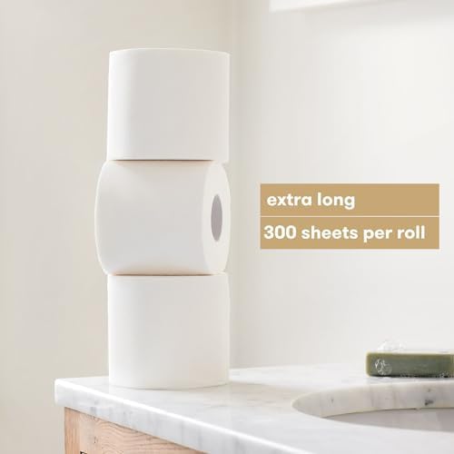 Bumboo Bamboo Toilet Roll 48 Pack | Toilet Paper 3 ply, 300 Sheets | Plastic-Free, Soft, Strong, Sustainable & Biodegradable Toilet Tissue