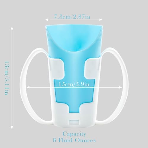 Nosey Cups with Holder 8.7oz,Elderly Care Cups for Physical Therapy Recovery and Rehabilitation