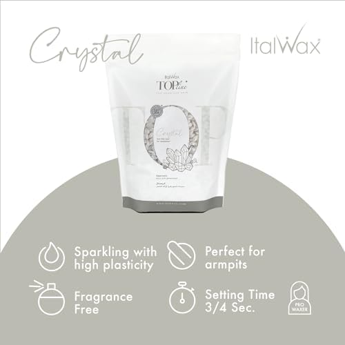 Italwax Top Line Crystal Hard Wax Beads 1.65 lb (750 g) – Ultra-Delicate Unscented Wax with No Colorants, Semi-Creamy Texture for Facial Areas, Professional Use – Made in Italy