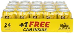 Malta Guinness Non-Alcoholic Malt Drink – Pack of 24 (1 Free Can Inside), 330ml Cans | Premium Energy Malt Beverage