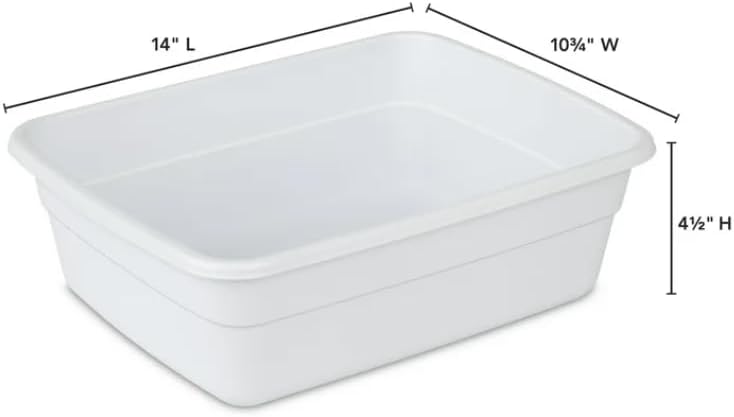 (2 Pack) 8 Qt White Plastic Dishpan, BPA-Free Multi-Purpose Wash Tub for Kitchen Sink, Compact Easy-to-Clean Dish Basin Fits Single/Twin Sinks, Food Safe for Dishes & Produce