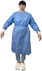 Disposable Isolation Gowns for Medical, Dental and Lab, Poly-Reinforced SMS Fabric, Level 3 Sterile, Latex-Free, Long Cuffed Sleeve, One Size, Blue - Pack of 10