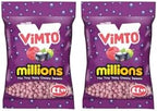 Millions Candy Assorted Flavors Pack 2 Pack, Strawberry, Vimto, Apple, Watermelon, Bubblegum, 110g (Vimto)
