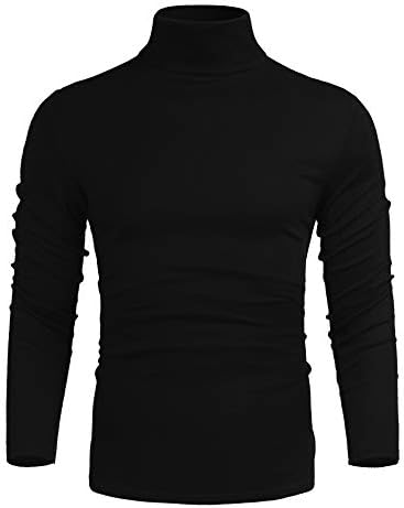 Poriff Men's Casual Slim Fit Basic Tops Knitted Lightweight Turtleneck Pullover Sweater
