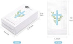 WRAPAHOLIC 50Pcs Cross Religious Paper Napkins - 3-Ply Religious Blue Cross Guest Disposable Hand Towels for Bathroom, Spring, Christening and Baby Shower - 4.3 x 7.9 In
