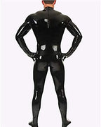 KRIDDR Men's Latex Catsuit Full Body Sexy Shiny Patent Leather Jumpsuit with Zipper Crotch Clubwear