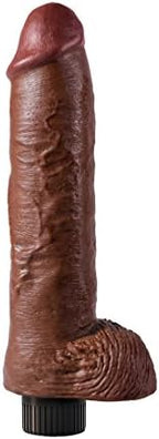 Pipedream Products King Cock 10 Inch Vibrating Cock with Balls, Brown