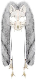 Holiberty Animal Head Wolf Mask Furry Viking Headpiece Warrior Werewolf Halloween Cosplay Costume Skull Bone Fox Ear Mask