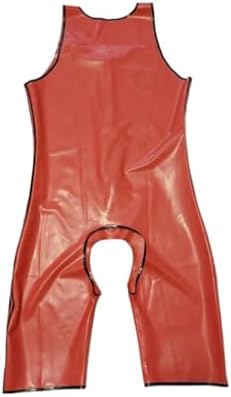 Latex Mens Catsuit With Breast Holes Crotch Opened Rubber Sleeveless Bodysuit