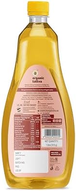 Organic Tattva Cold Pressed Groundnut Oil for Cooking (1 Litre) - Fresh Peanut Oil - Extracted from Fresh Peanuts - Vitamin E & D Rich - No Added Preservatives - USDA Certified