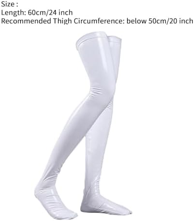 Women's Latex Wetlook Extra Long Stockings Striped Thigh High Stockings Knee High Socks