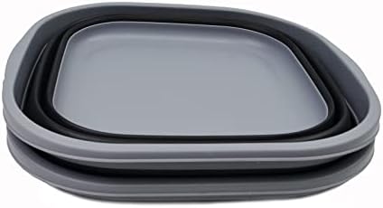 SAMMART 10L (2.6 Gallons) Collapsible Tub - Foldable Dish Tub - Portable Washing Basin - Space Saving Plastic Washtub (Dark Grey/Black (Set of 2))