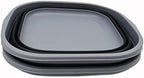 SAMMART 10L (2.6 Gallons) Collapsible Tub - Foldable Dish Tub - Portable Washing Basin - Space Saving Plastic Washtub (Dark Grey/Black (Set of 2))