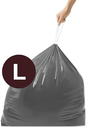 simplehuman Code L 40 Count, Genuine Custom Fit Liners, Drawstring Trash Bags in Dispenser Packs, 18 Liter / 4.7 Gallon
