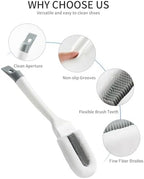 Andiker Professional Cleaning Shoe Brush, Multifunctional Long Handle Brush Cleaner, Hangable Soft Bristle Shoes Cleaning Scrubber (White)
