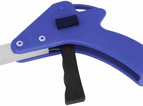 Folding Trash Grabber | 31.5 Inch Extendable Reach for Leaves/Garden/Home | Aluminum Alloy Garbage Picker Tool with Locking Clamp (Blue Handle)