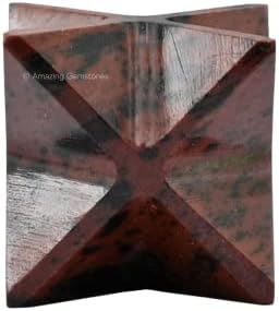 Amazing Gemstone Mahogany Obsidian Merkaba Crystal - 0.75 Inches Metaphysical Merkaba Star for Meditation - Energetic Tetrahedron Crystal and Healing Stones for Spiritual Growth and Healing (15-20mm)